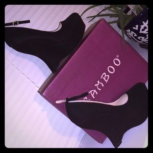 Bamboo black wedge heels